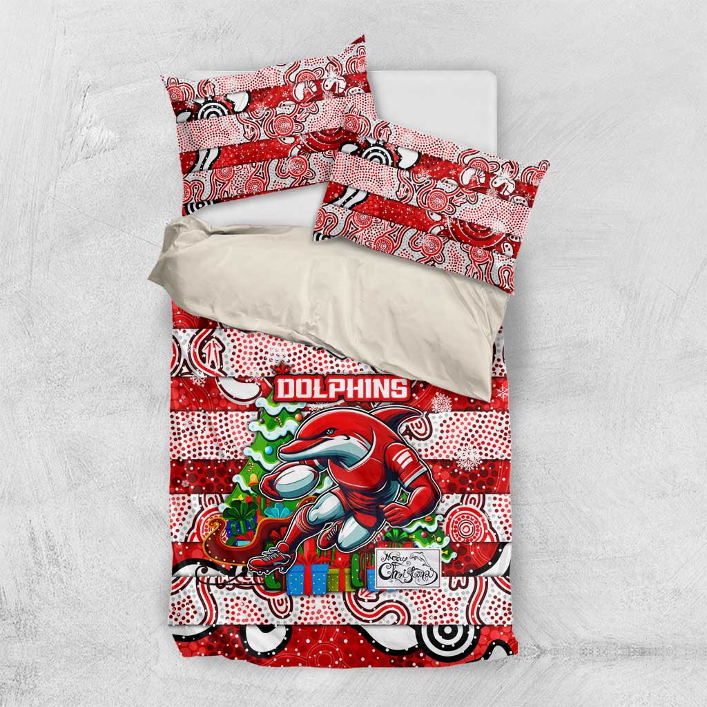 Dolphins Rugby Merry Christmas Bedding Set Indigenous Australian Art - Vibe Hoodie Shop