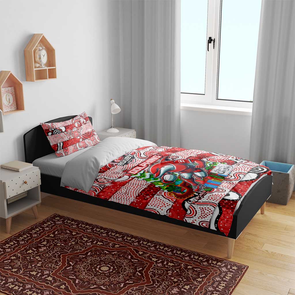 Dolphins Rugby Merry Christmas Bedding Set Indigenous Australian Art - Vibe Hoodie Shop