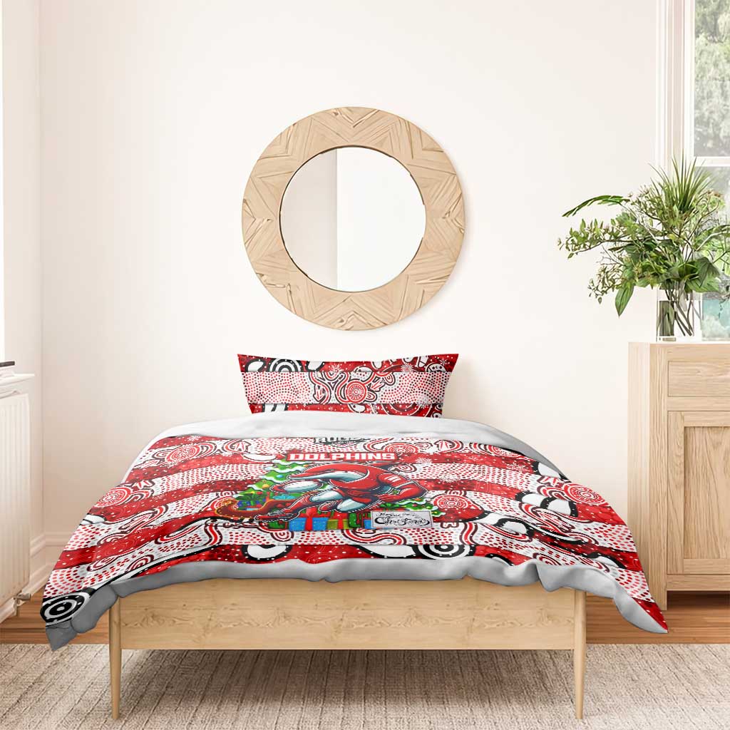 Dolphins Rugby Merry Christmas Bedding Set Indigenous Australian Art - Vibe Hoodie Shop