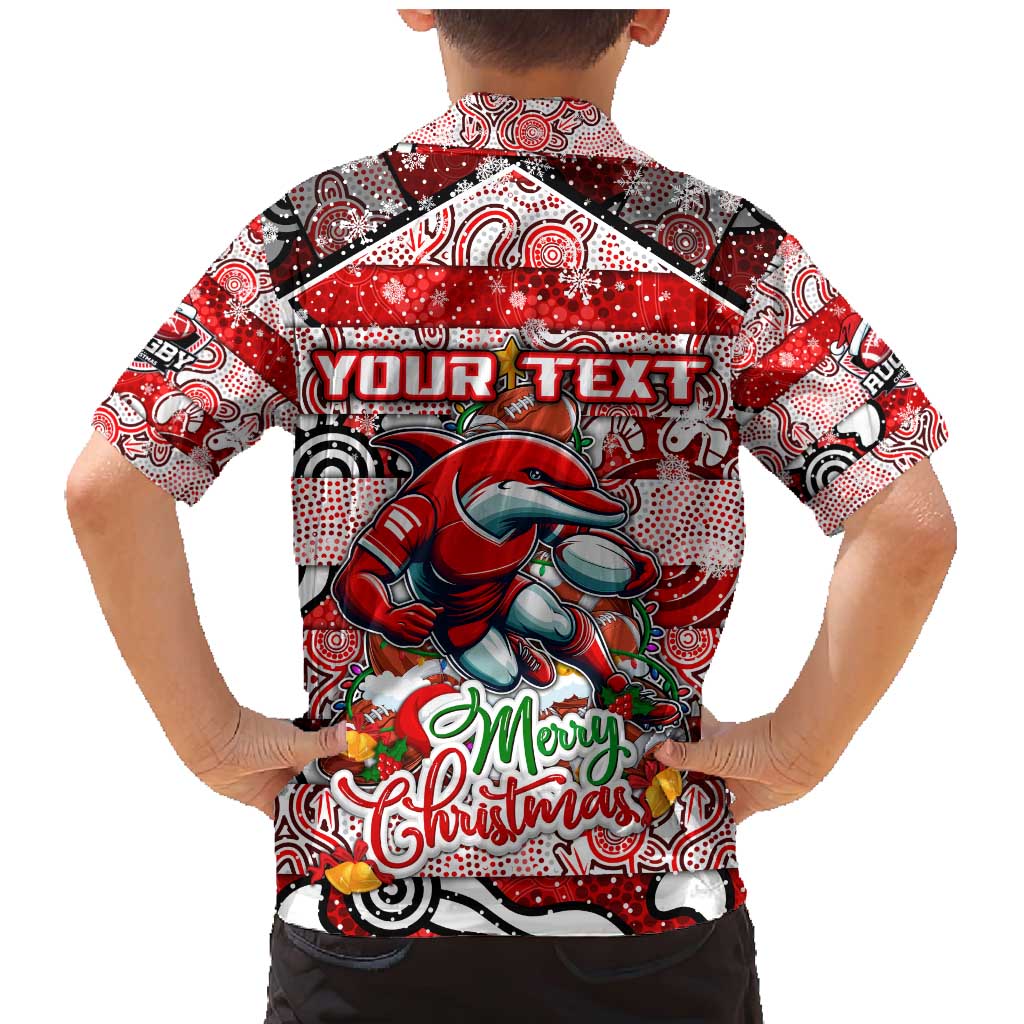 Custom Dolphins Rugby Merry Christmas Family Matching Mermaid Dress and Hawaiian Shirt Indigenous Australian Art