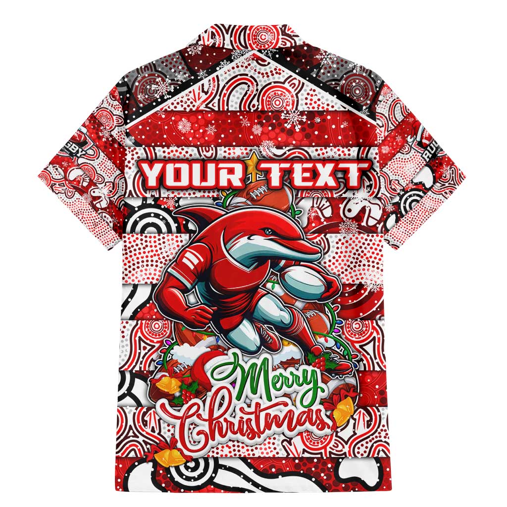 Custom Dolphins Rugby Merry Christmas Family Matching Mermaid Dress and Hawaiian Shirt Indigenous Australian Art