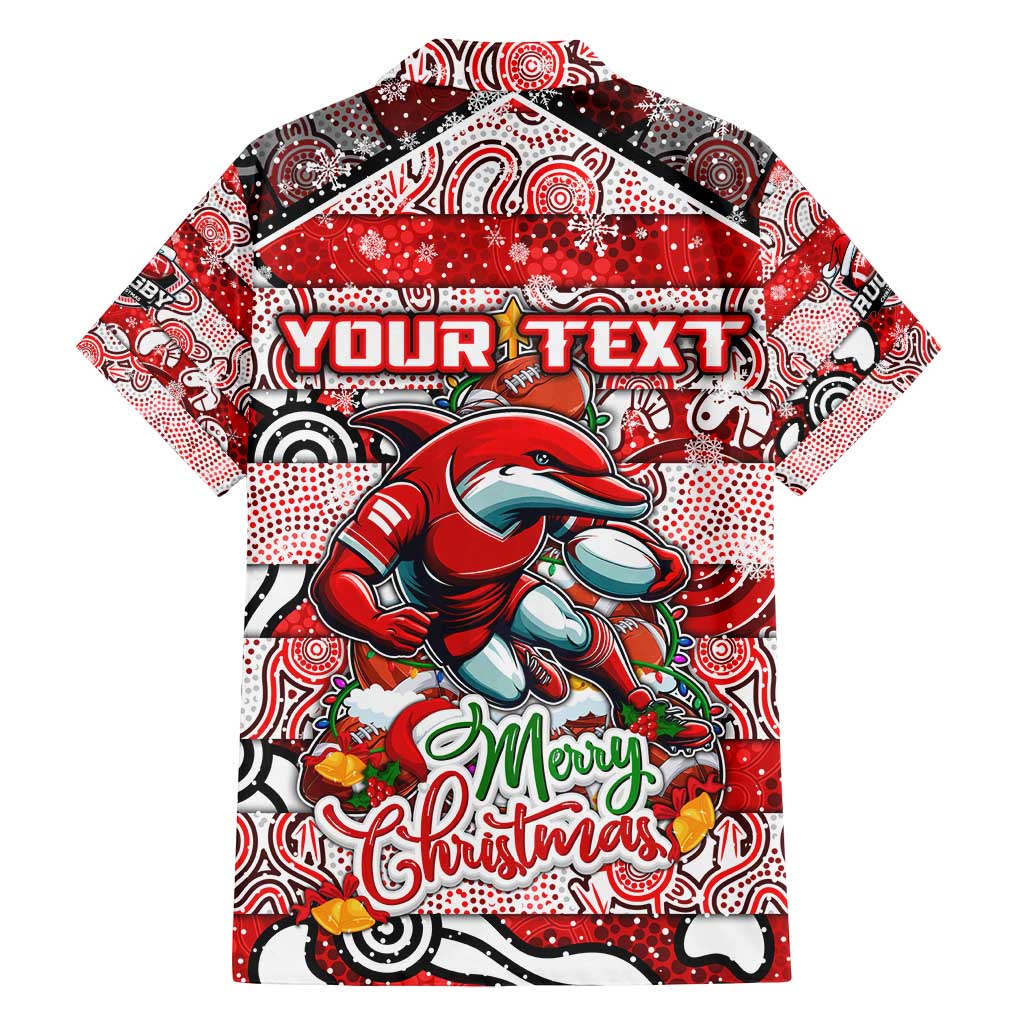 Custom Dolphins Rugby Merry Christmas Family Matching Puletasi and Hawaiian Shirt Indigenous Australian Art