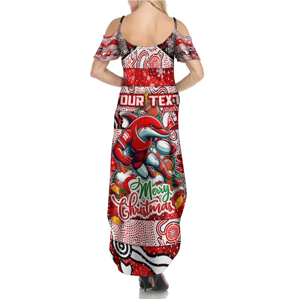 Custom Dolphins Rugby Merry Christmas Family Matching Summer Maxi Dress and Hawaiian Shirt Indigenous Australian Art