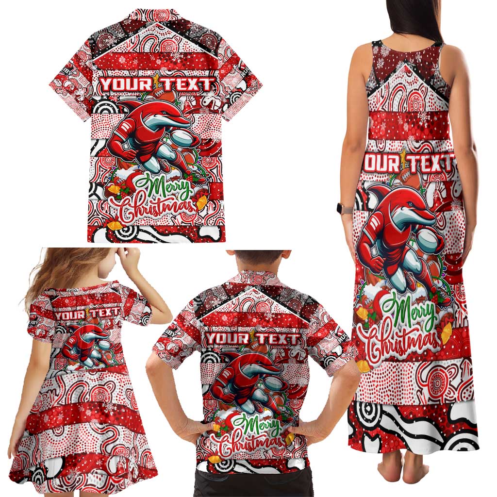Custom Dolphins Rugby Merry Christmas Family Matching Tank Maxi Dress and Hawaiian Shirt Indigenous Australian Art