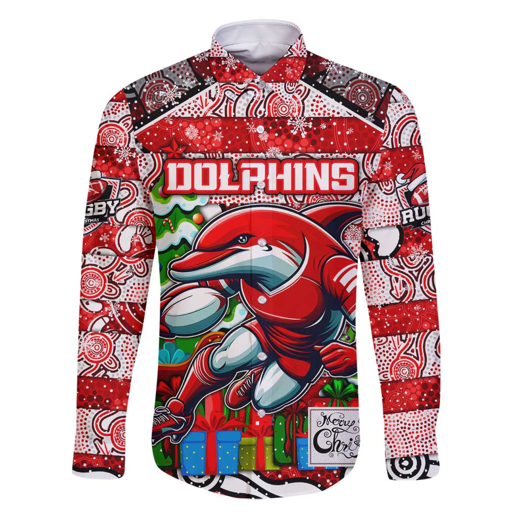 Custom Dolphins Rugby Merry Christmas Family Matching Tank Maxi Dress and Hawaiian Shirt Indigenous Australian Art