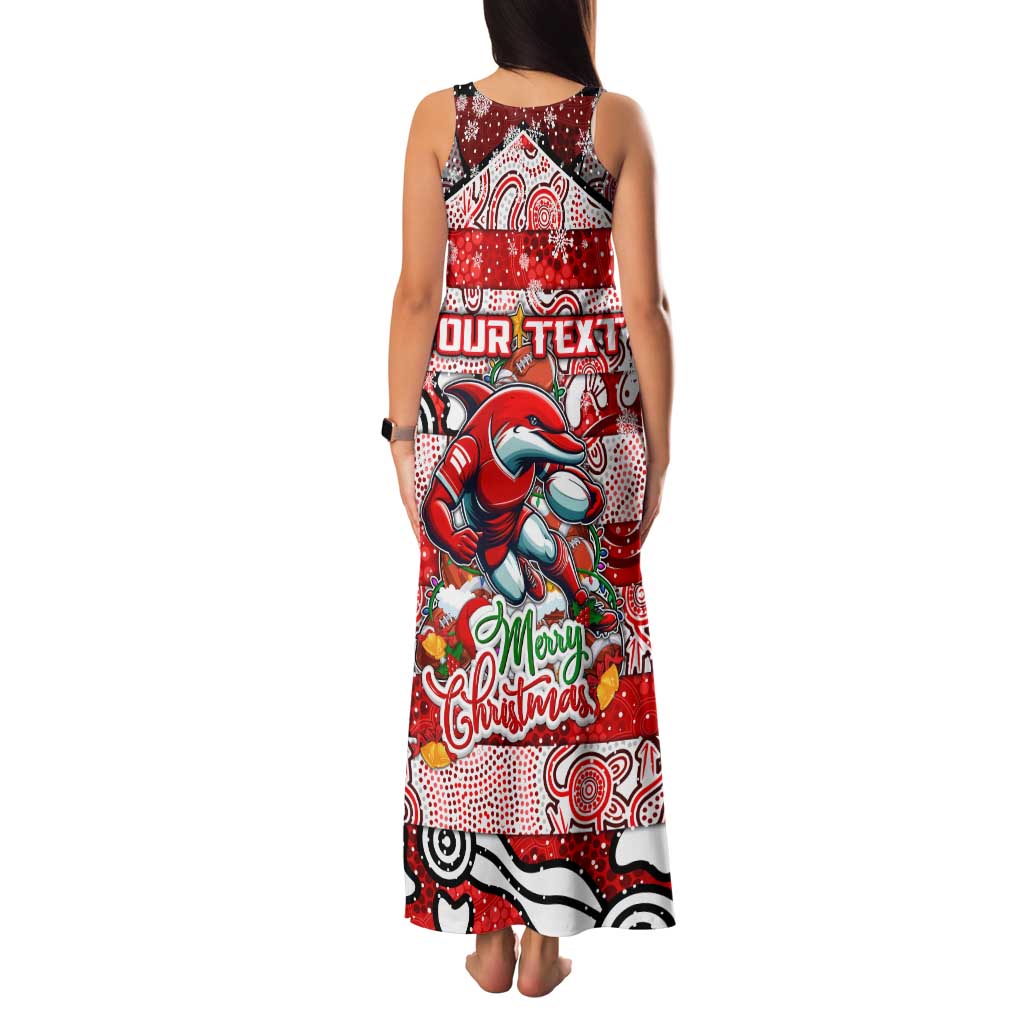 Custom Dolphins Rugby Merry Christmas Family Matching Tank Maxi Dress and Hawaiian Shirt Indigenous Australian Art