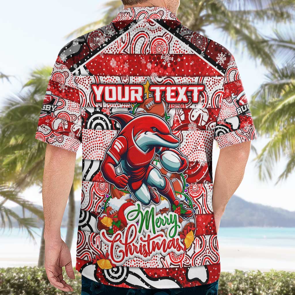 Custom Dolphins Rugby Merry Christmas Hawaiian Shirt Indigenous Australian Art - Vibe Hoodie Shop