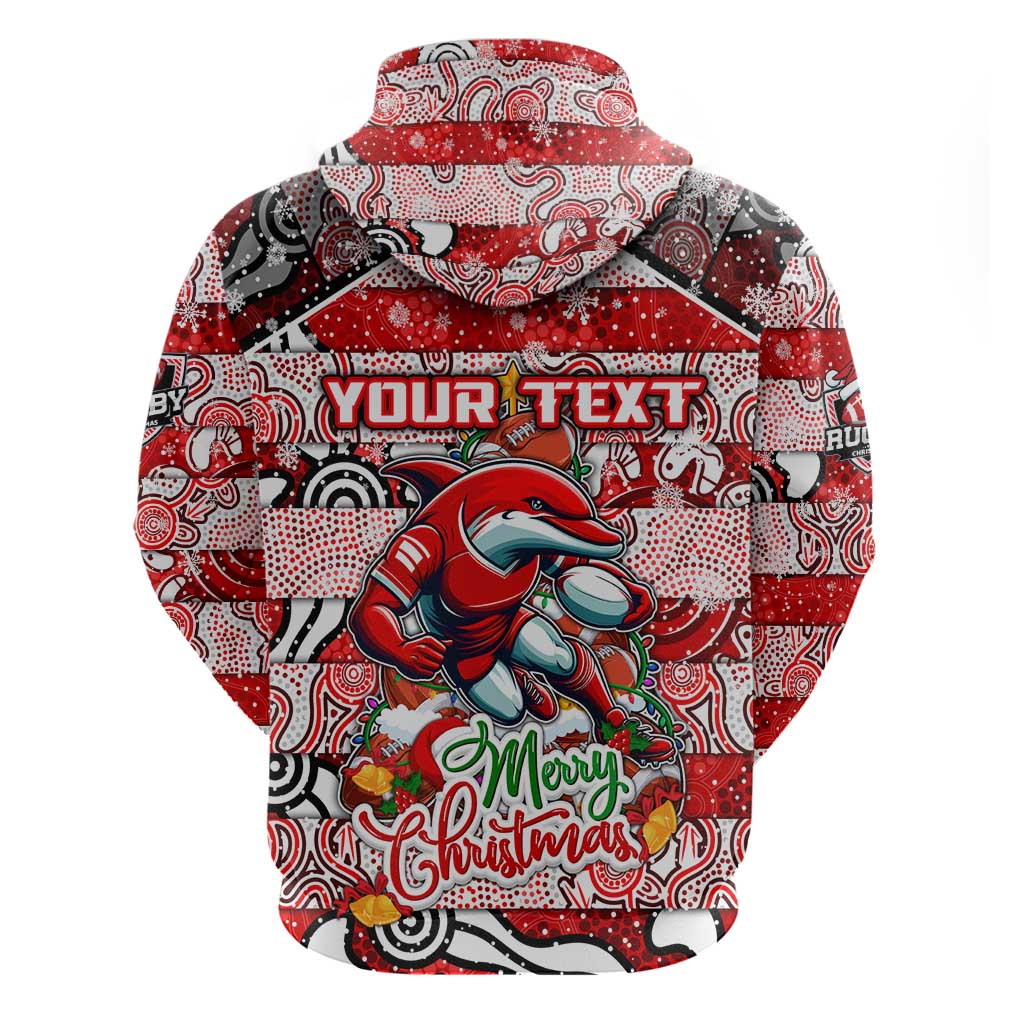 Custom Dolphins Rugby Merry Christmas Hoodie Indigenous Australian Art - Vibe Hoodie Shop