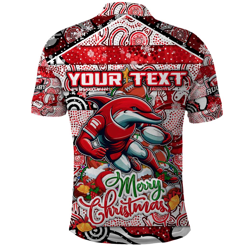 Custom Dolphins Rugby Merry Christmas Polo Shirt Indigenous Australian Art - Vibe Hoodie Shop