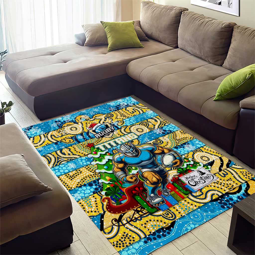 Titans Rugby Merry Christmas Area Rug Indigenous Australian Art - Vibe Hoodie Shop