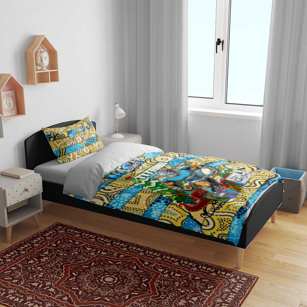Titans Rugby Merry Christmas Bedding Set Indigenous Australian Art - Vibe Hoodie Shop