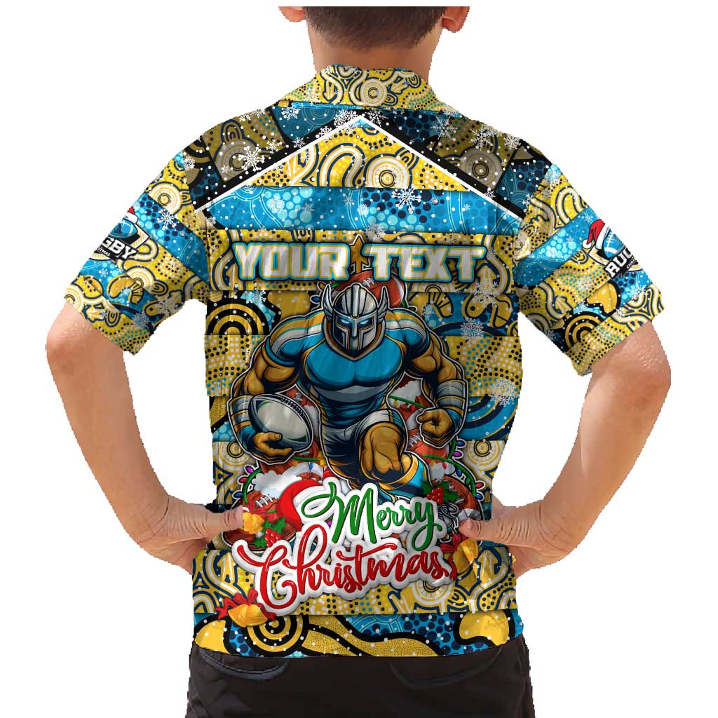 Custom Titans Rugby Merry Christmas Family Matching Mermaid Dress and Hawaiian Shirt Indigenous Australian Art