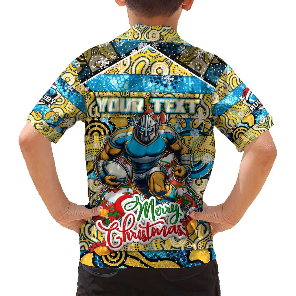 Custom Titans Rugby Merry Christmas Family Matching Puletasi and Hawaiian Shirt Indigenous Australian Art