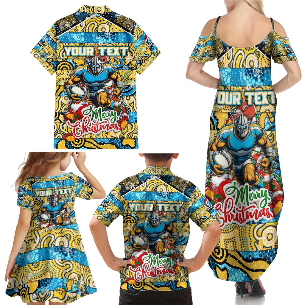 Custom Titans Rugby Merry Christmas Family Matching Summer Maxi Dress and Hawaiian Shirt Indigenous Australian Art