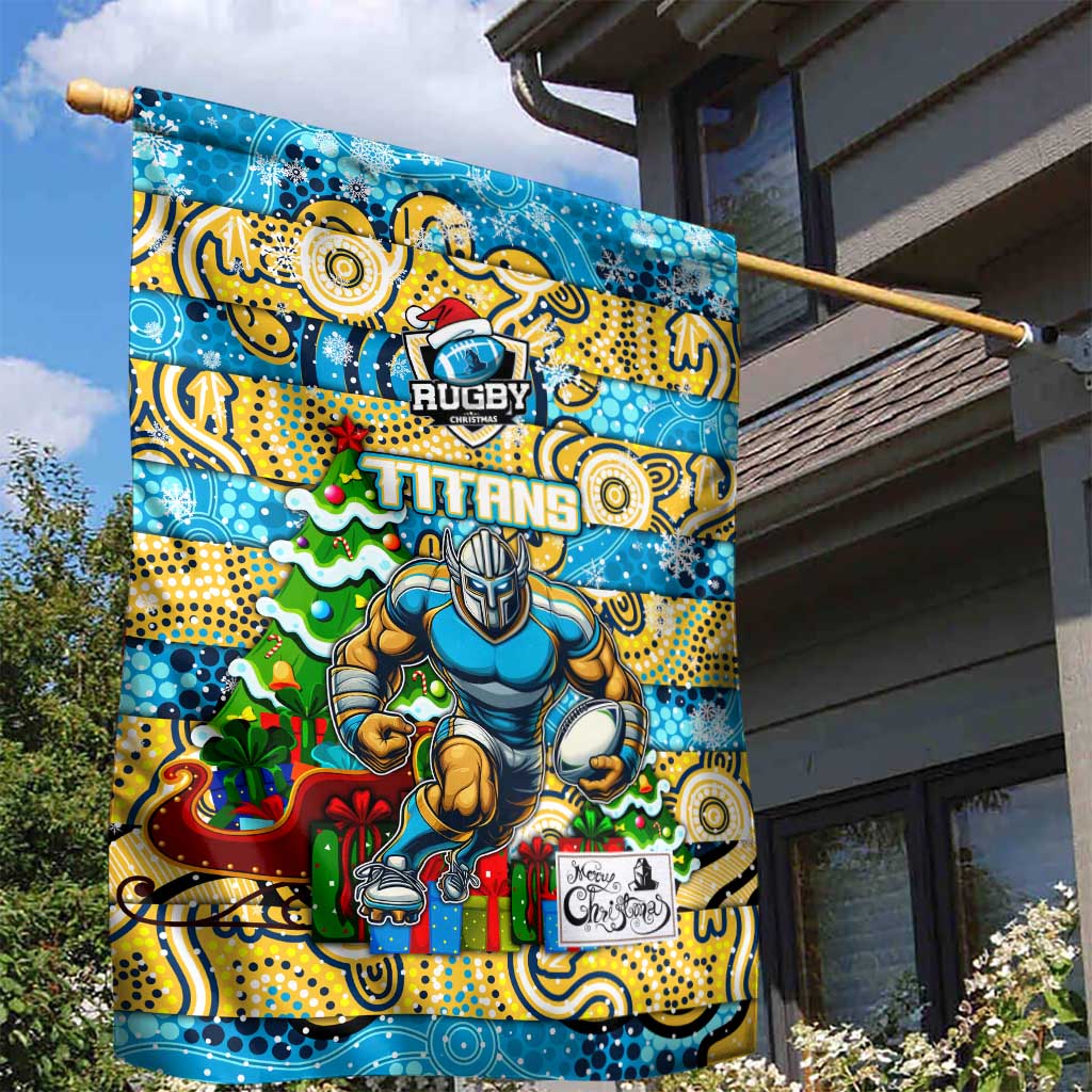 Titans Rugby Merry Christmas Garden Flag Indigenous Australian Art - Vibe Hoodie Shop