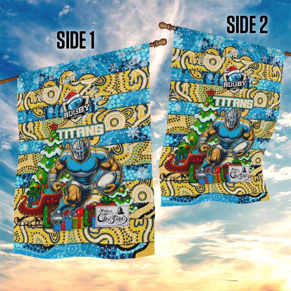 Titans Rugby Merry Christmas Garden Flag Indigenous Australian Art - Vibe Hoodie Shop