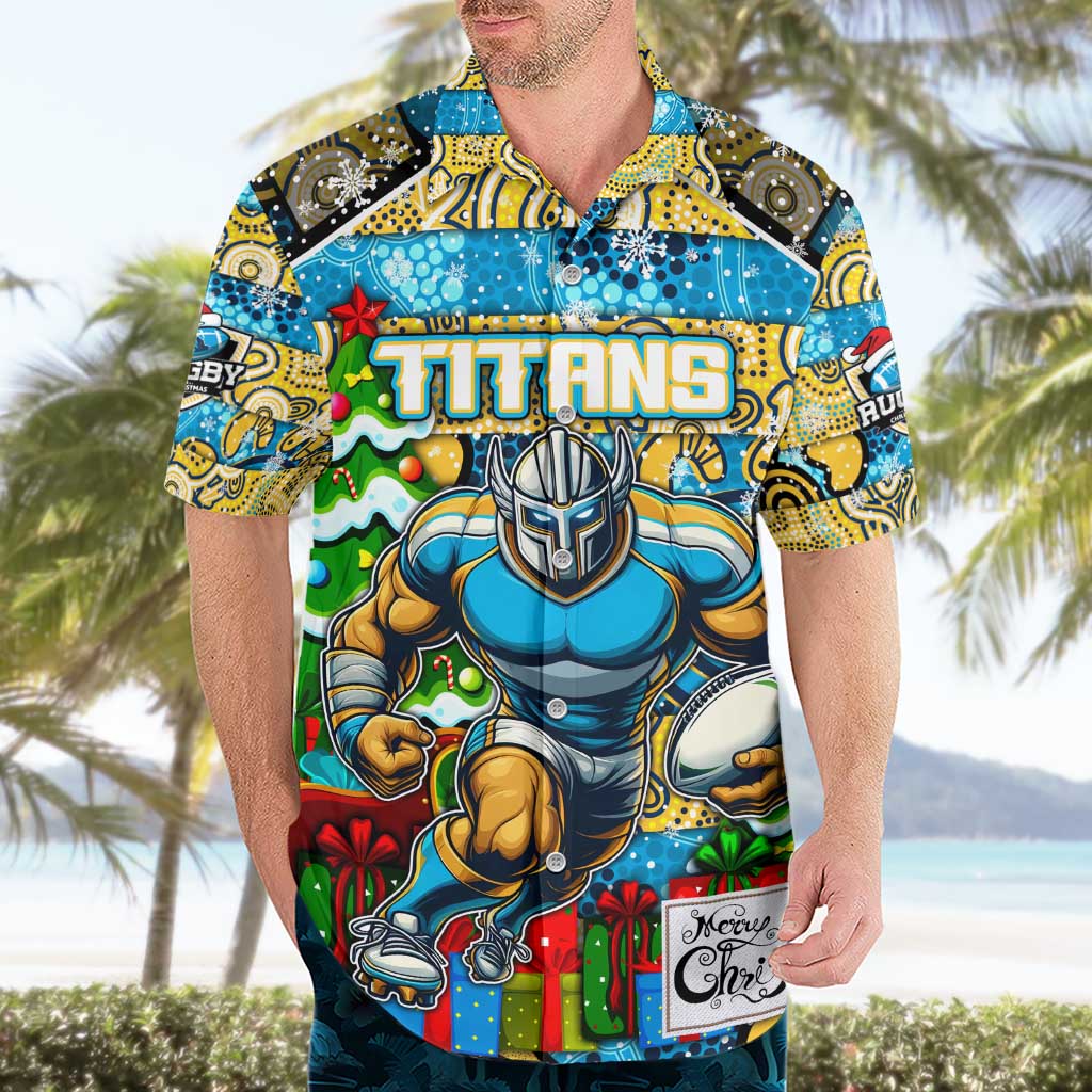 Custom Titans Rugby Merry Christmas Hawaiian Shirt Indigenous Australian Art - Vibe Hoodie Shop