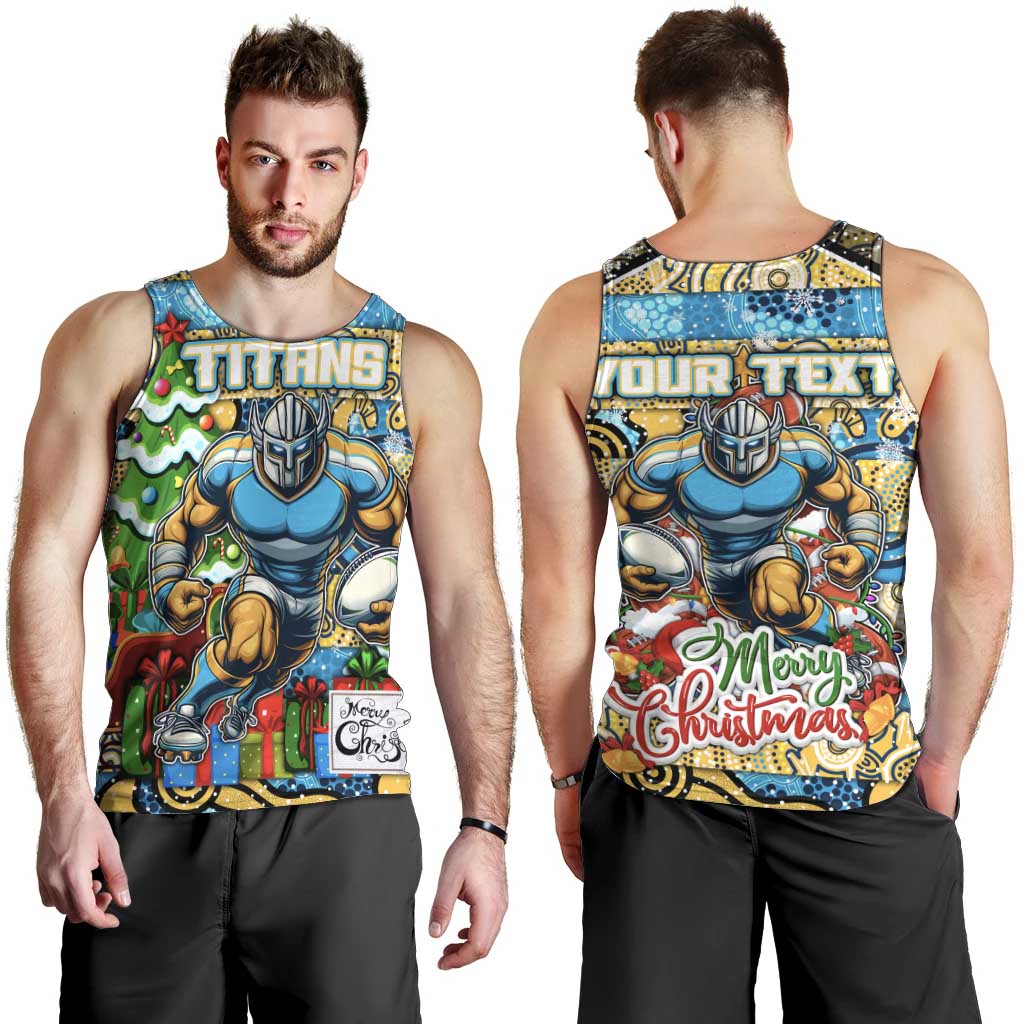 Custom Titans Rugby Merry Christmas Men Tank Top Indigenous Australian Art - Vibe Hoodie Shop