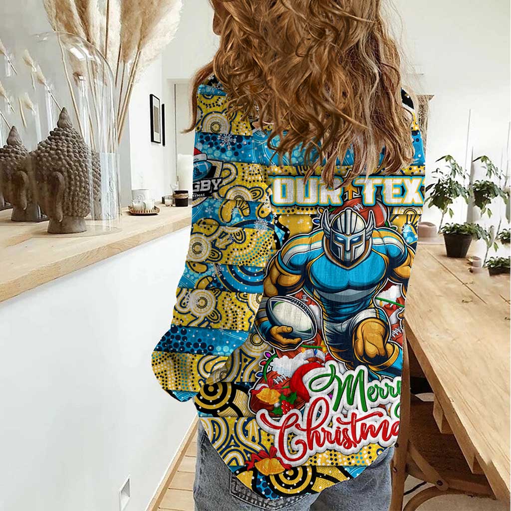 Custom Titans Rugby Merry Christmas Women Casual Shirt Indigenous Australian Art - Vibe Hoodie Shop
