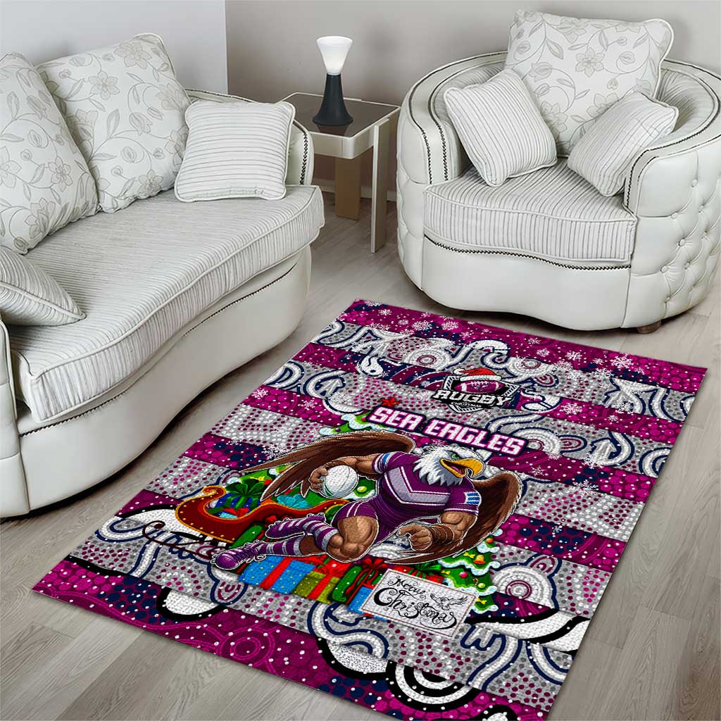 Sea Eagles Rugby Merry Christmas Area Rug Indigenous Australian Art - Vibe Hoodie Shop