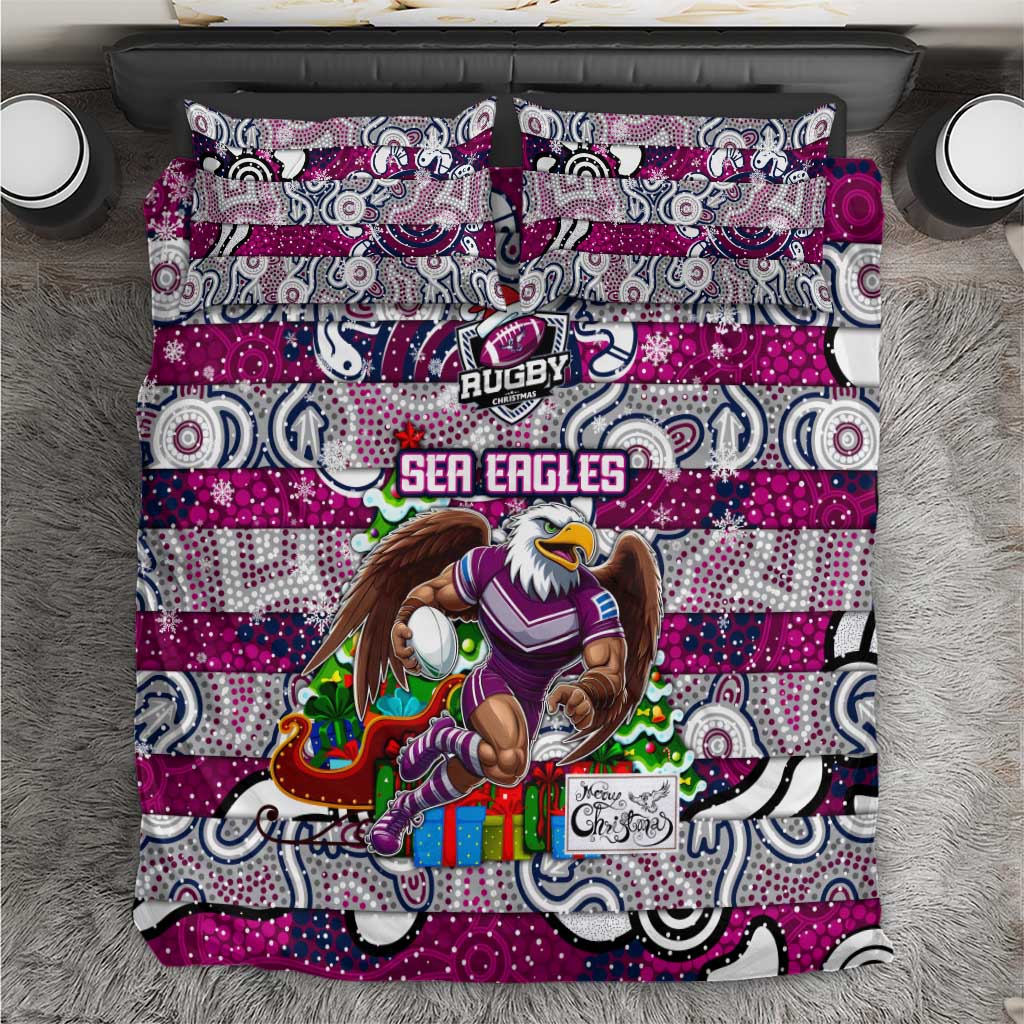 Sea Eagles Rugby Merry Christmas Bedding Set Indigenous Australian Art - Vibe Hoodie Shop