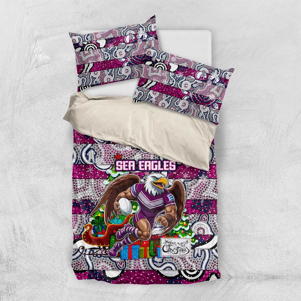 Sea Eagles Rugby Merry Christmas Bedding Set Indigenous Australian Art - Vibe Hoodie Shop