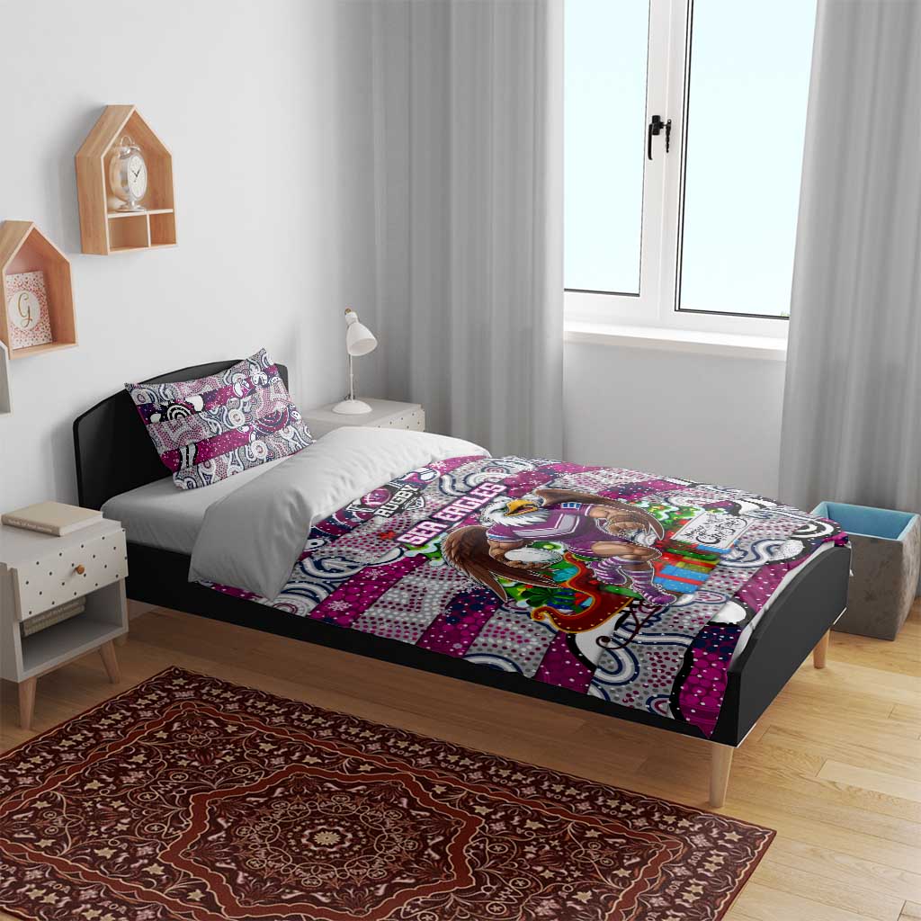 Sea Eagles Rugby Merry Christmas Bedding Set Indigenous Australian Art - Vibe Hoodie Shop