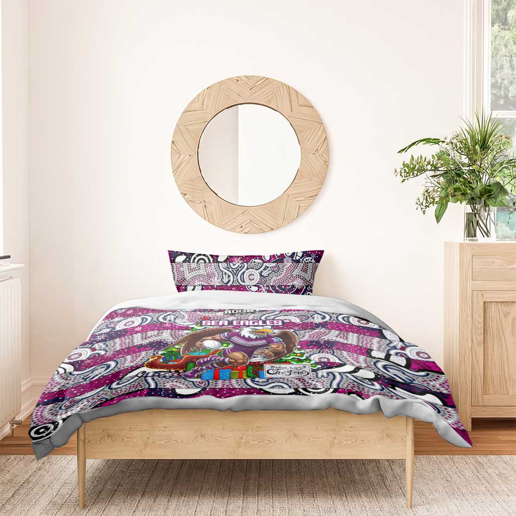 Sea Eagles Rugby Merry Christmas Bedding Set Indigenous Australian Art - Vibe Hoodie Shop