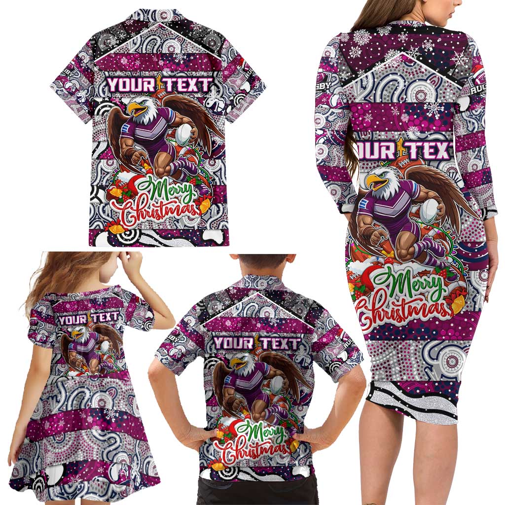 Custom Sea Eagles Rugby Merry Christmas Family Matching Long Sleeve Bodycon Dress and Hawaiian Shirt Indigenous Australian Art