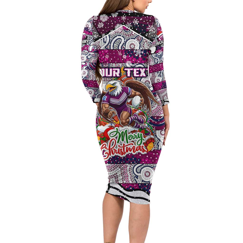 Custom Sea Eagles Rugby Merry Christmas Family Matching Long Sleeve Bodycon Dress and Hawaiian Shirt Indigenous Australian Art