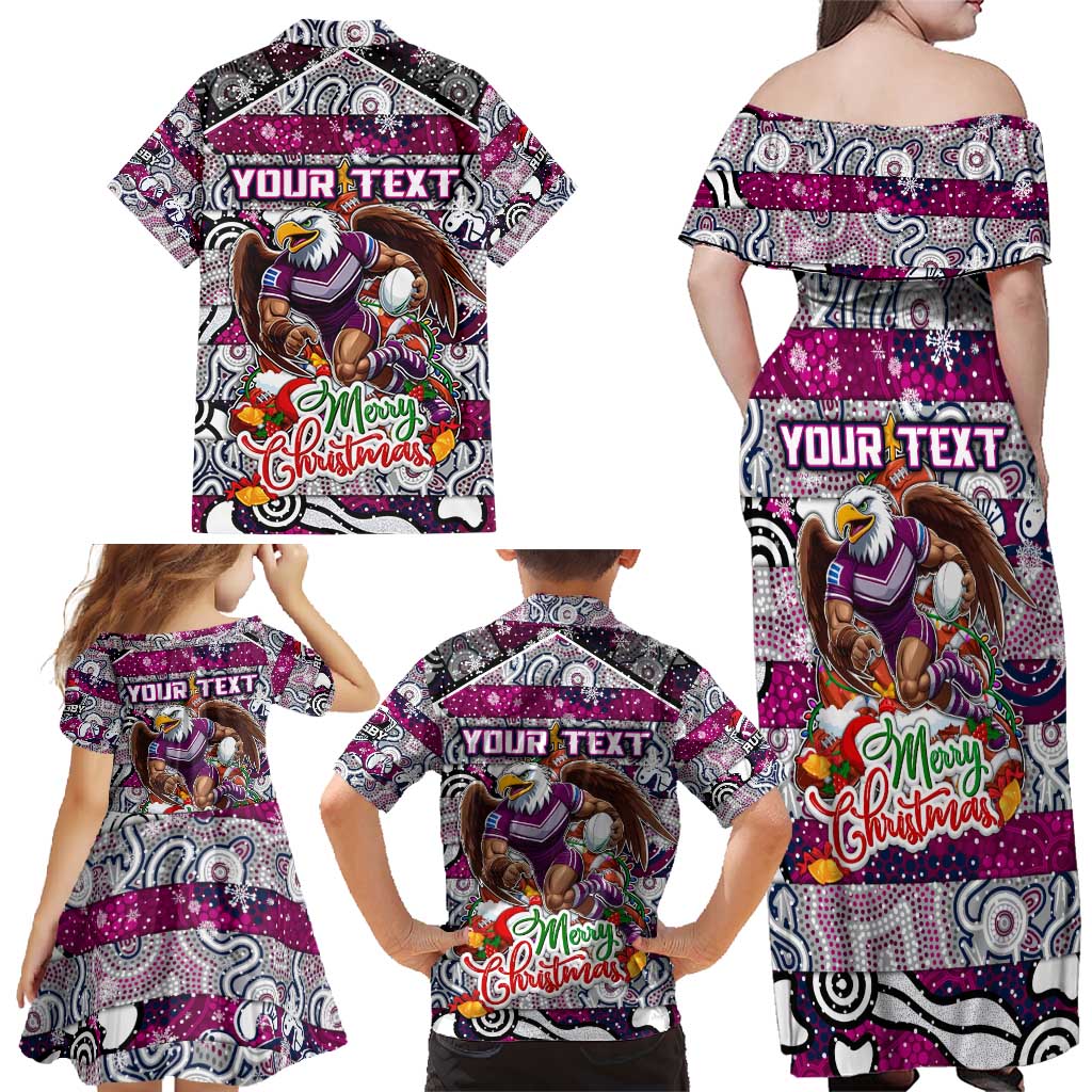 Custom Sea Eagles Rugby Merry Christmas Family Matching Off Shoulder Maxi Dress and Hawaiian Shirt Indigenous Australian Art