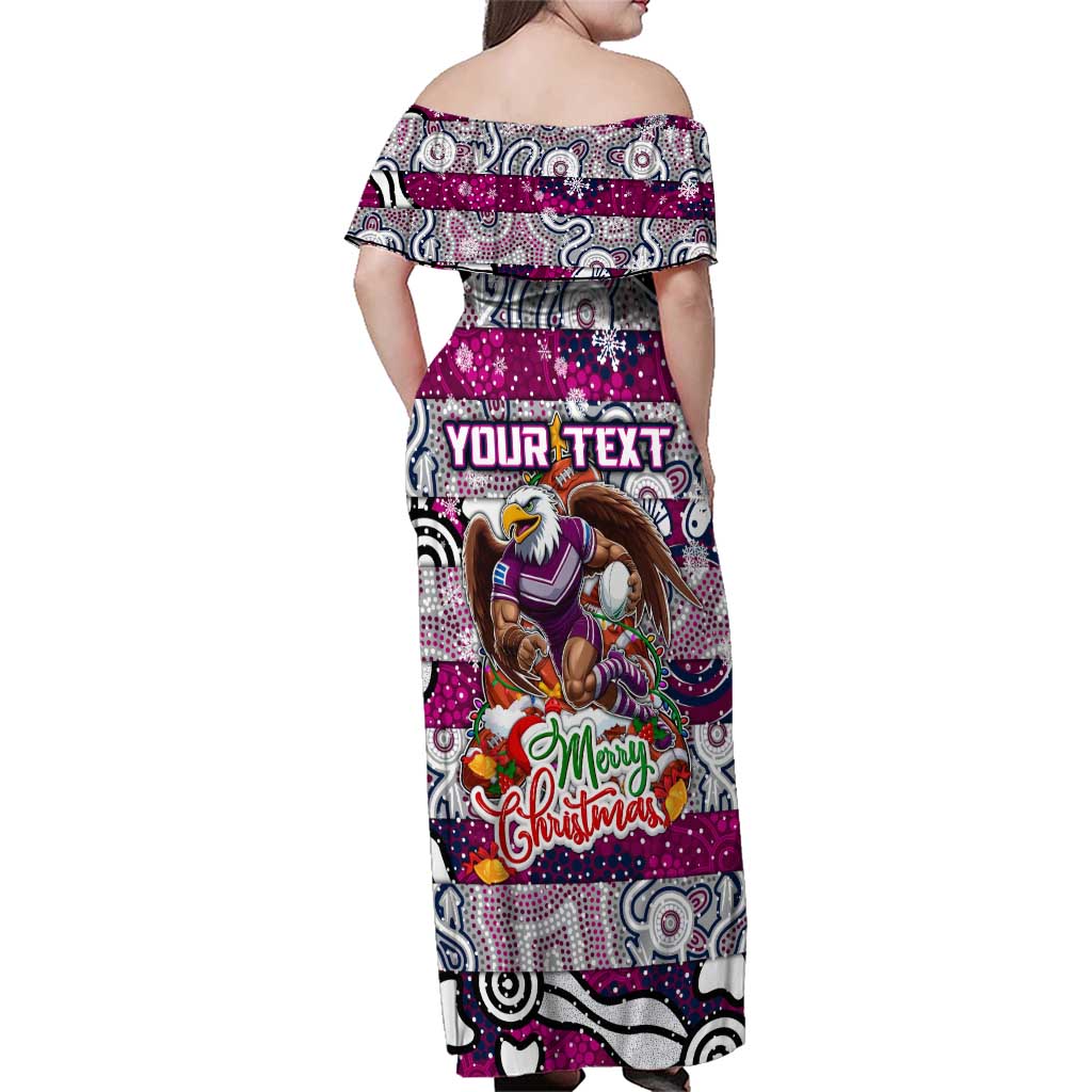Custom Sea Eagles Rugby Merry Christmas Family Matching Off Shoulder Maxi Dress and Hawaiian Shirt Indigenous Australian Art