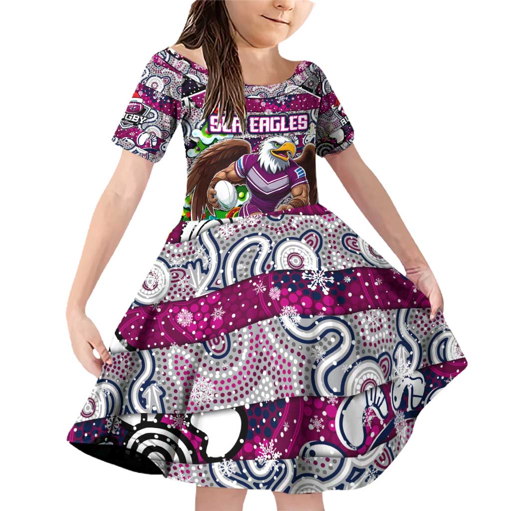 Custom Sea Eagles Rugby Merry Christmas Family Matching Off Shoulder Short Dress and Hawaiian Shirt Indigenous Australian Art