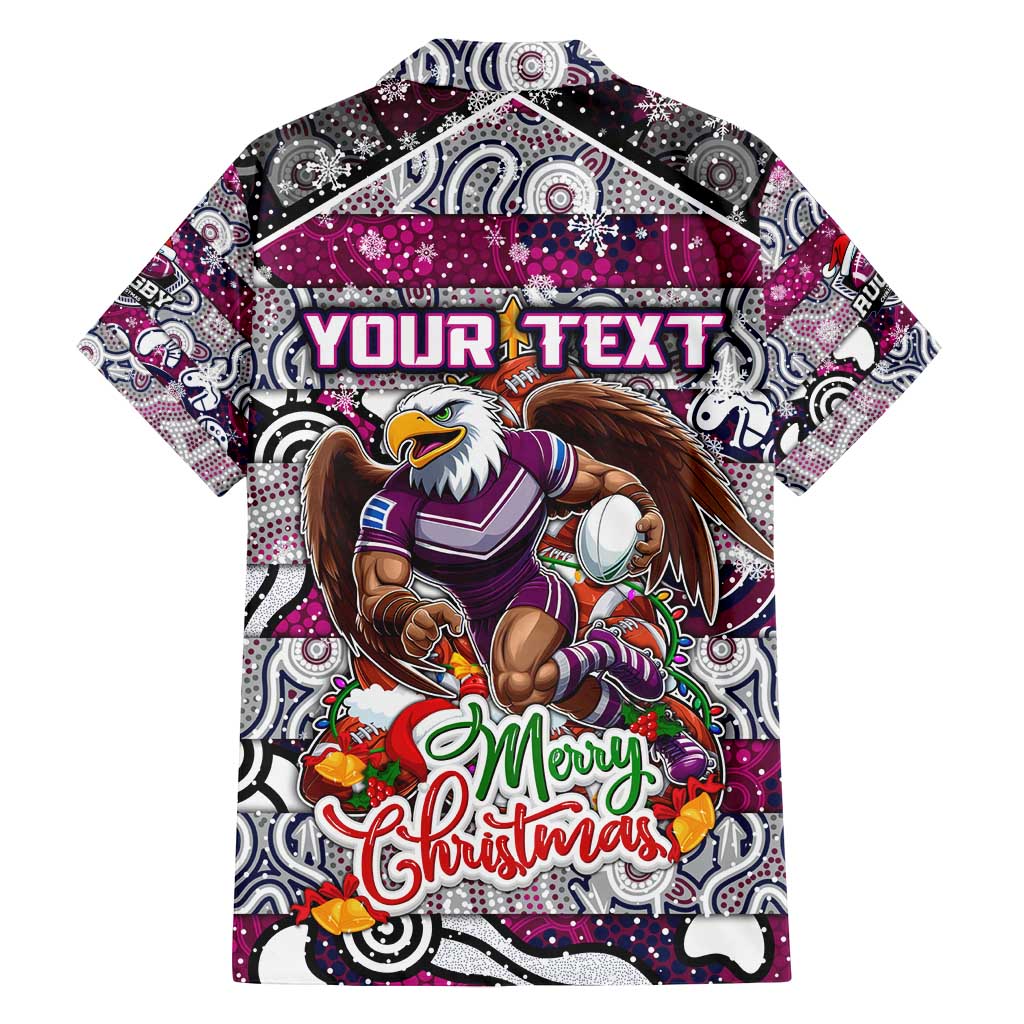 Custom Sea Eagles Rugby Merry Christmas Family Matching Off Shoulder Short Dress and Hawaiian Shirt Indigenous Australian Art