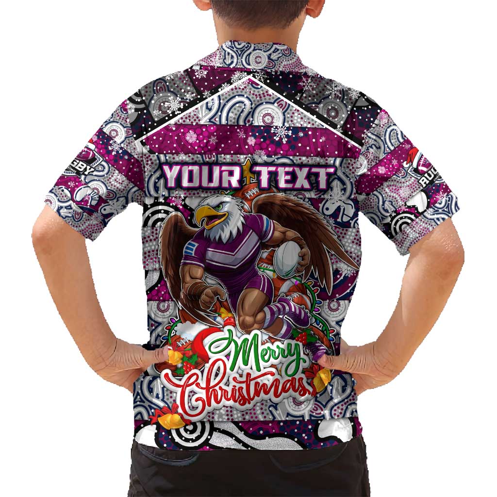 Custom Sea Eagles Rugby Merry Christmas Family Matching Puletasi and Hawaiian Shirt Indigenous Australian Art