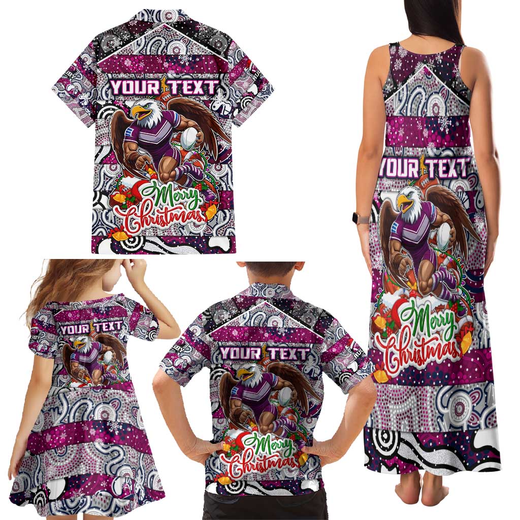 Custom Sea Eagles Rugby Merry Christmas Family Matching Tank Maxi Dress and Hawaiian Shirt Indigenous Australian Art