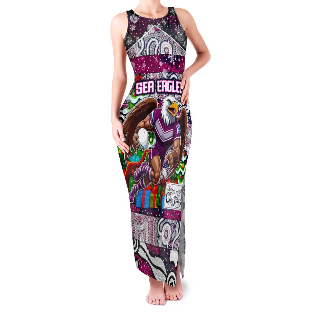 Custom Sea Eagles Rugby Merry Christmas Family Matching Tank Maxi Dress and Hawaiian Shirt Indigenous Australian Art