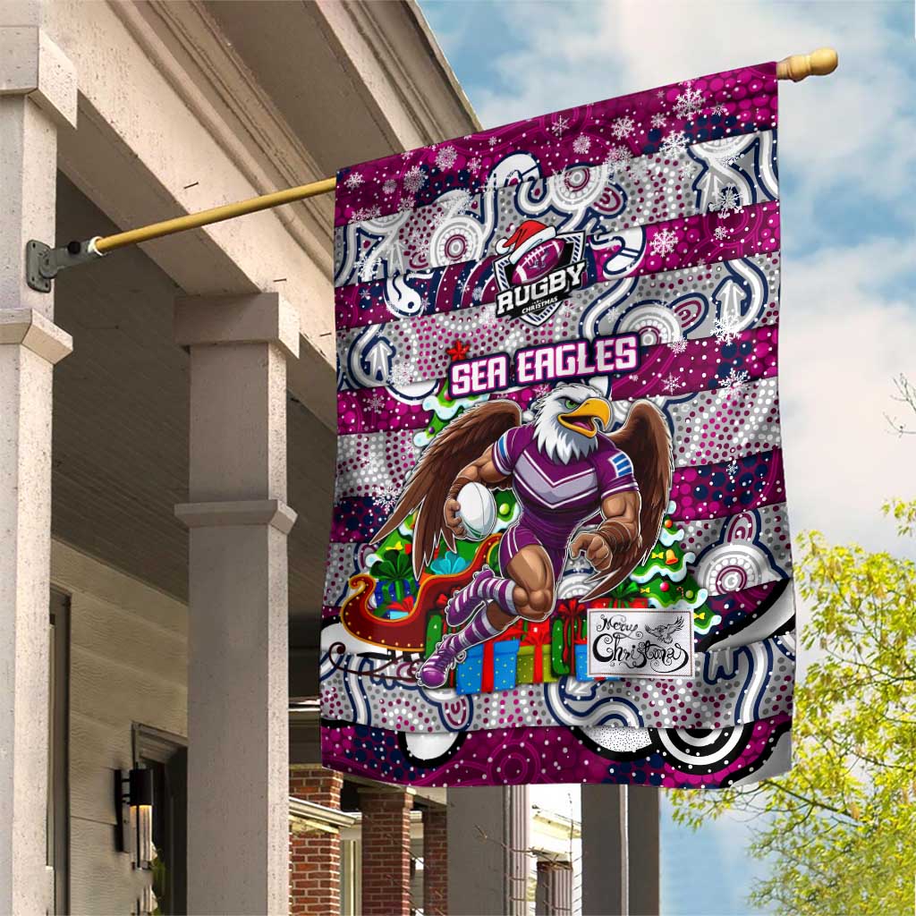 Sea Eagles Rugby Merry Christmas Garden Flag Indigenous Australian Art - Vibe Hoodie Shop