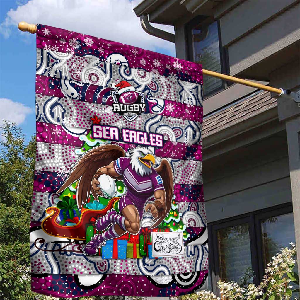 Sea Eagles Rugby Merry Christmas Garden Flag Indigenous Australian Art - Vibe Hoodie Shop