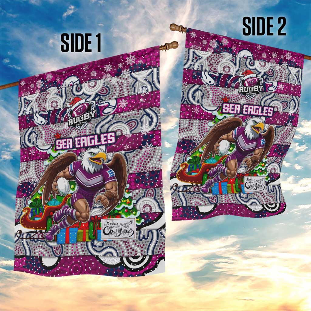 Sea Eagles Rugby Merry Christmas Garden Flag Indigenous Australian Art - Vibe Hoodie Shop