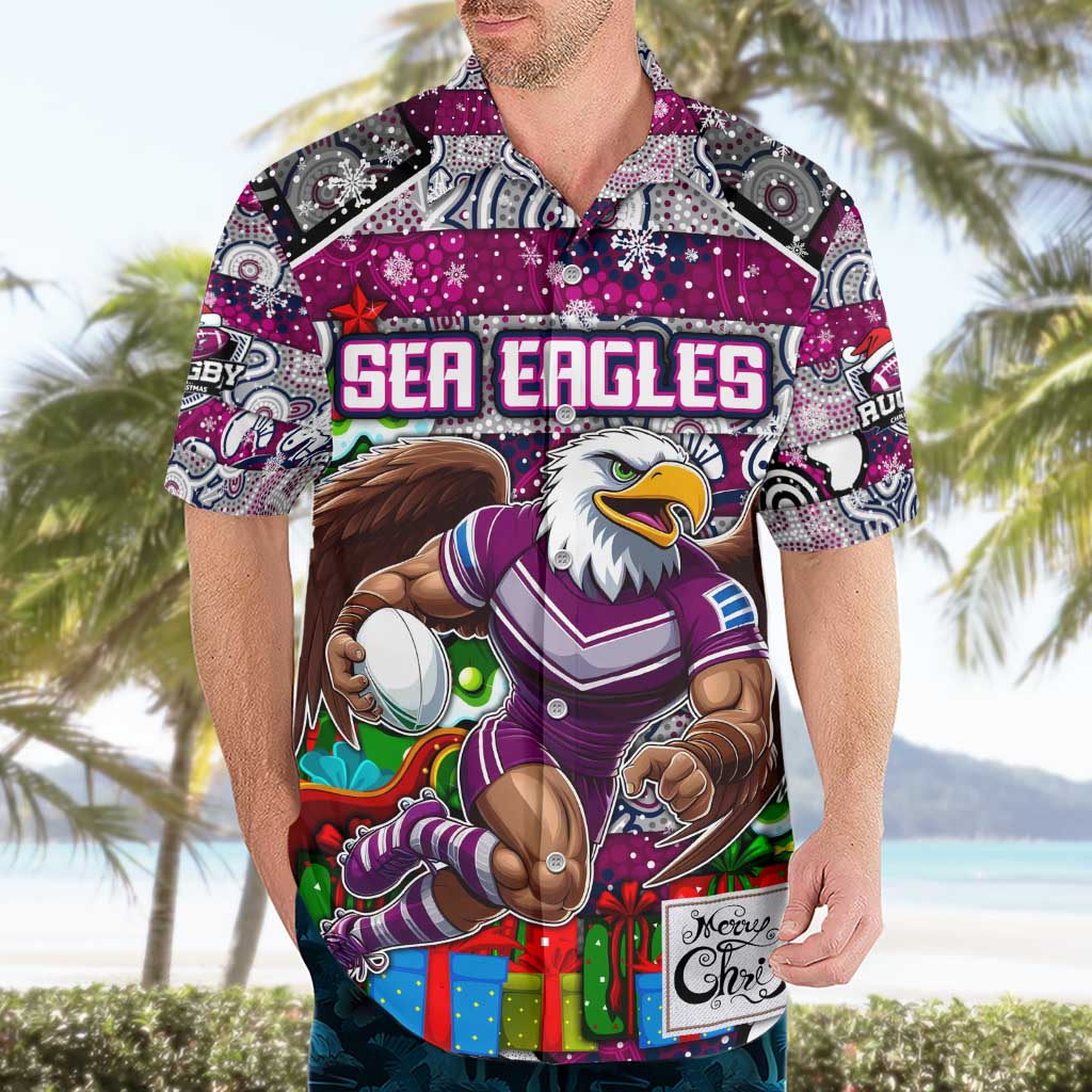 Custom Sea Eagles Rugby Merry Christmas Hawaiian Shirt Indigenous Australian Art - Vibe Hoodie Shop