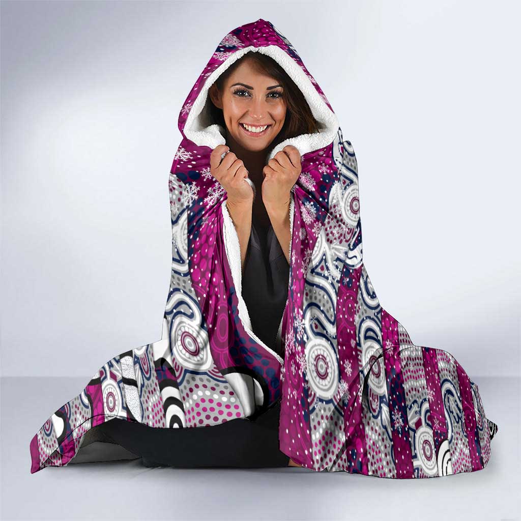Sea Eagles Rugby Merry Christmas Hooded Blanket Indigenous Australian Art