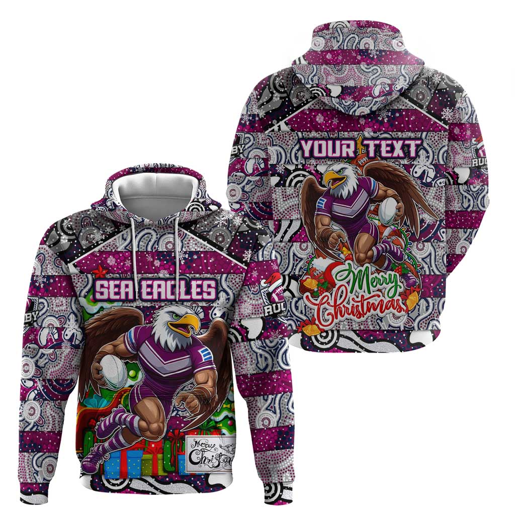 Custom Sea Eagles Rugby Merry Christmas Hoodie Indigenous Australian Art - Vibe Hoodie Shop