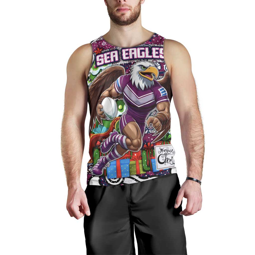 Custom Sea Eagles Rugby Merry Christmas Men Tank Top Indigenous Australian Art - Vibe Hoodie Shop