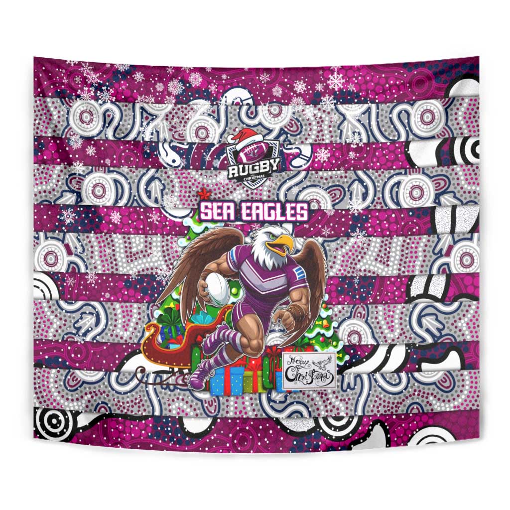 Sea Eagles Rugby Merry Christmas Tapestry Indigenous Australian Art - Vibe Hoodie Shop