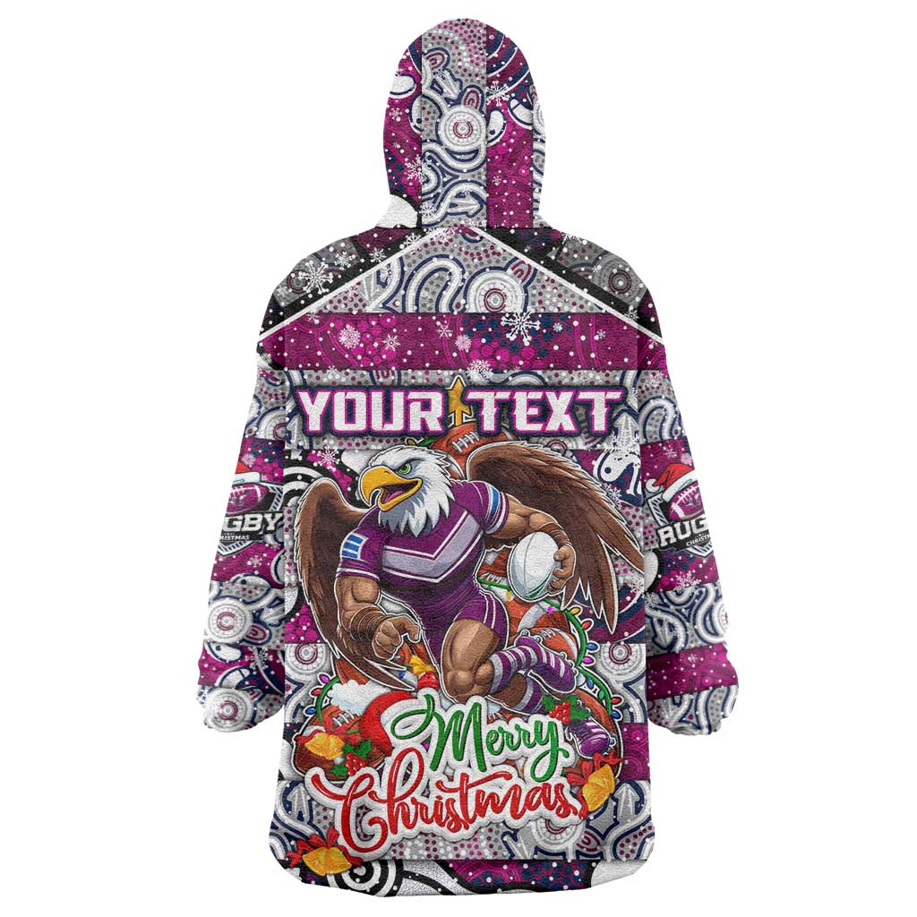 Custom Sea Eagles Rugby Merry Christmas Wearable Blanket Hoodie Indigenous Australian Art - Vibe Hoodie Shop