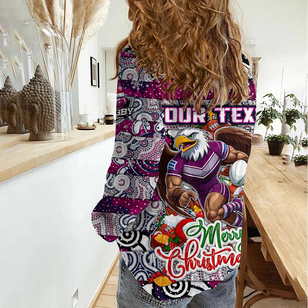 Custom Sea Eagles Rugby Merry Christmas Women Casual Shirt Indigenous Australian Art - Vibe Hoodie Shop