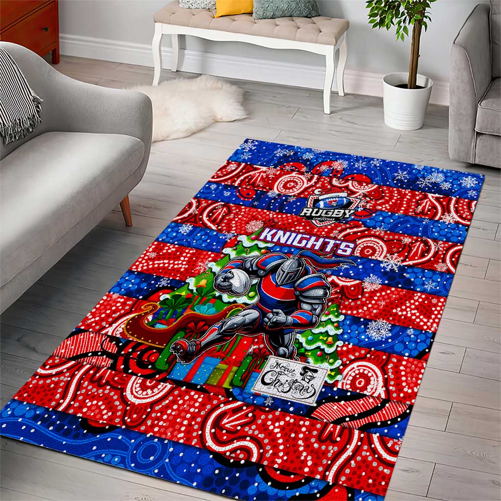 Knights Rugby Merry Christmas Area Rug Indigenous Australian Art - Vibe Hoodie Shop