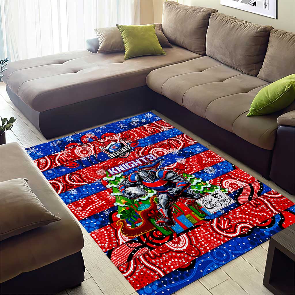 Knights Rugby Merry Christmas Area Rug Indigenous Australian Art - Vibe Hoodie Shop