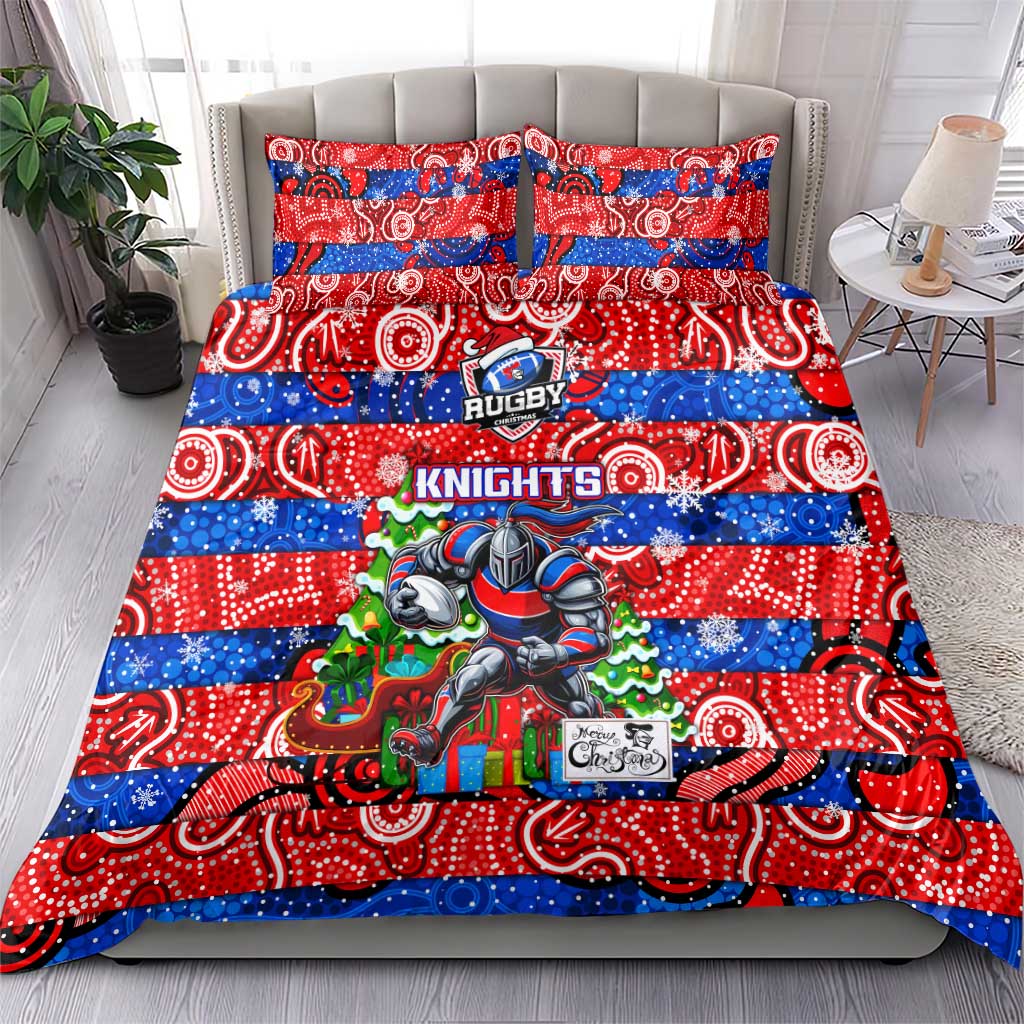 Knights Rugby Merry Christmas Bedding Set Indigenous Australian Art - Vibe Hoodie Shop